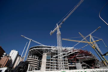 El Santiago Bernabéu, en obras, a principios de este septiembre.