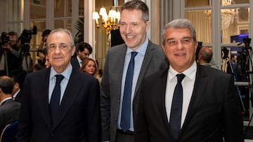 Florentino P¨¦rez, Bernd Reichart y Joan Laporta, el bloque de la Superliga.