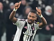 TURIN (Italy), 21/01/2026.- Juventus' Khephren Thuram celebrates after scoring a goal during the UEFA Champions League soccer match between Juventus and Benfica in Turin, Italy, 21 January 2026. (Liga de Campeones, Italia) EFE/EPA/ALESSANDRO DI MARCO