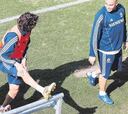 Raúl bromeó con Ronaldo, que se entrenó ayer a tope