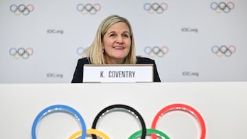 Kirsty Coventry, durante la confencia de prensa posterior.