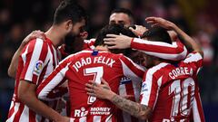 Los jugadores del Atl&eacute;tico celebran un gol. 