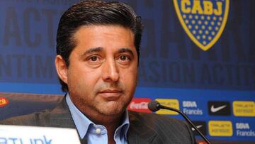 Daniel Angelici durante una conferencia de prensa como presidente de Boca Juniors.