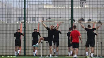 Imagen de un entrenamiento de Dinamarca.