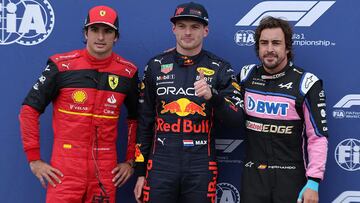 Carlos Sainz, Max Verstappen y Fernando Alonso tras la clasificación en el GP de Canadá | Reuters