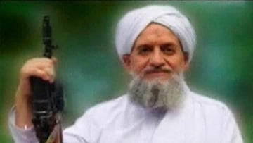 FILE PHOTO: A photo of Al Qaeda's new leader, Egyptian Ayman al-Zawahiri, is seen in this still image taken from a video released on September 12, 2011.  SITE Monitoring Service/Handout via REUTERS TV/   THIS IMAGE HAS BEEN SUPPLIED BY A THIRD PARTY./File Photo