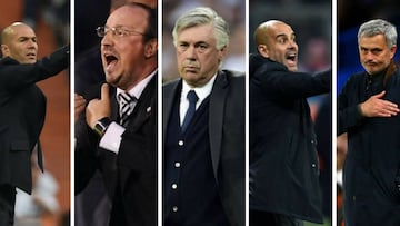 Zidane, Rafa Benítez, Ancelotti, Pep Guardiola, Mourinho.