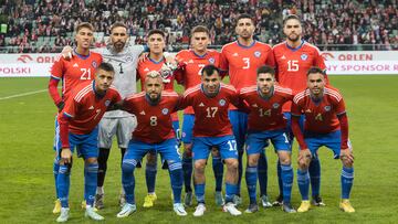 Futbol, Polonia vs Chile.
Partido amistoso 2022.
Los jugados de Chile son fotografiados durante el partido amistoso realizado en el estadio Jozef Piłsudski en Varsovia, Polonia.
16/11/2022
Tomek Jastrzebowski/Photosport
Football, Polonia vs Chile.
2022 firendly match.
The players of Chile are photographed during a friendly match held at the Jozef Piłsudski stadium in Varsovia, Polonia. Vienna, Austria.
16/11/2022
Tomek Jastrzebowski/Photosport