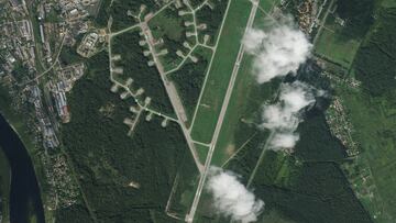 A satellite image shows the air base in Pskov, after what Kyiv confirmed to have been a Ukrainian drone attack, in Russia, August 31, 2023. Planet Labs PBC/Handout via REUTERS  THIS IMAGE HAS BEEN SUPPLIED BY A THIRD PARTY. NO RESALES. NO ARCHIVES