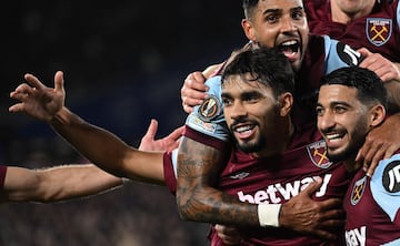 Lucas Paquetá, jugador del West Ham, celebra el gol anotado ante el Olympiacos.