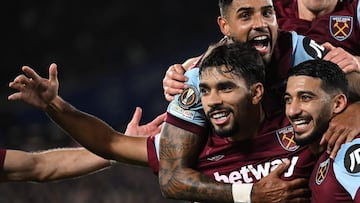 Lucas Paquetá, jugador del West Ham, celebra el gol anotado ante el Olympiacos.