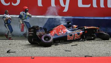 Kvyat tras su accidente en Austria.