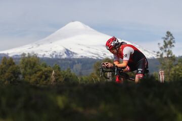 El volcán Villarrica fue protagonista en la gran mayoría de las postales del Ironman de Pucón como es costumbre.