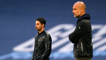 Arteta y Guardiola durante un partido.