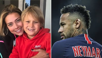 Im&aacute;genes de Carol Dantas con Davi Lucca da Silva Santos, expareja e hijo de Neymar, y del futbolista durante un partido con el PSG. 
 
 