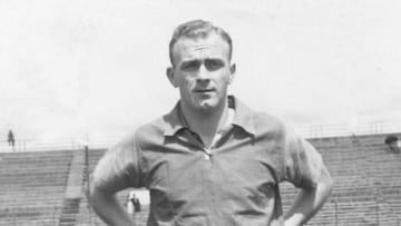 Di St&eacute;fano, con la camiseta de Millonarios de Bogot&aacute;.