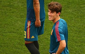 Álvaro Odriozola with the Spain squad in Russia earlier this month