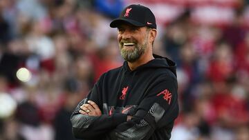 Soccer Football - Pre Season Friendly - Liverpool v RC Strasbourg - Anfield, Liverpool, Britain - July 31, 2022 Liverpool manager Juergen Klopp reacts REUTERS/Peter Powell