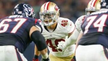 Shane Skov, el linebacker de San Francisco 49ers.