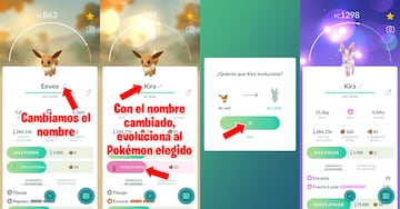 pokemon go eevee evoluciones que nombres hay que ponerle