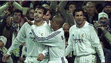 Morientes, que lleva tres goles este año, recibió dos veces la felicitación de sus compañeros.