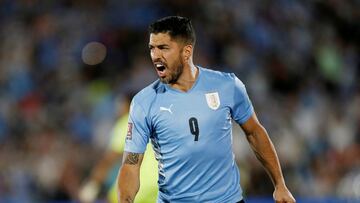 Luis Suárez, con la selección de Uruguay.