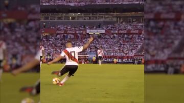 River Plate revive magn&iacute;fico tiro libre de Juanfer Quintero