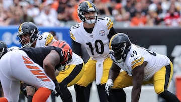 CINCINNATI, OH - SEPTEMBER 11: Mitch Trubisky #10 of the Pittsburgh Steelers is seen during the game against the Cincinnati Bengals at Paul Brown Stadium on September 11, 2022 in Cincinnati, Ohio. (Photo by Michael Hickey/Getty Images)