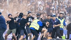 Imagen de los incidentes ocurridos en el derbi de Melbourne entre el Melbourne City y el Melbourne Victory.