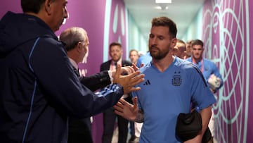 LUSAIL CITY, QATAR - NOVEMBER 26: Lionel Messi of Argentina arrives at the stadium prior to the FIFA World Cup Qatar 2022 Group C match between Argentina and Mexico at Lusail Stadium on November 26, 2022 in Lusail City, Qatar. (Photo by Maja Hitij - FIFA/FIFA via Getty Images)