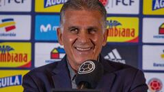 Queiroz en rueda de prensa presentando la lista de convocados para amistosos