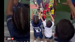 Kim Kardashian was in the stands to see Neymar and Cristiano Ronaldo face off in a friendly between PSG and Al Nassr in Japan and her son got an exciting surprise from Neymar.