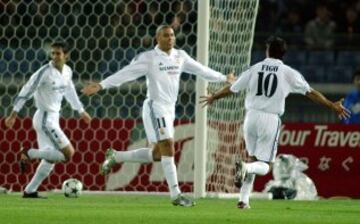 Ronaldo runs to celebrate the first goal in the Intercontinental that Madrid won in 2002, beating Paraguayan side Olimpia de Asunción