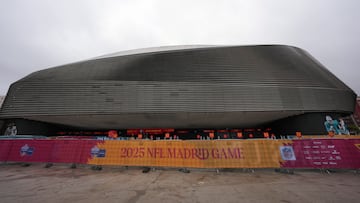 Nov 15, 2025; Madrid, Spain; A general overall view of Bernabeu Stadium, the site of the 2025 NFL Madrid Game between the Washington Commanders and the Miami Dolphins. Mandatory Credit: Kirby Lee-Imagn Images