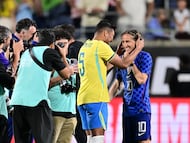 El reencuentro entre el croata y el entrenador italiano, históricos del Real Madrid, en duelo amistoso antes del Mundial dejó esta entrañable conversación.