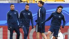 Cavani e Ibrahimovic, durante un entrenamiento.