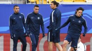 Cavani e Ibrahimovic, durante un entrenamiento.