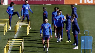 Hermoso, en una sesión del Atlético durante este parón.