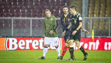 El Lecce-Cagliari, suspendido por lluvias torrenciales.