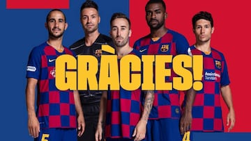 Boyis, Juanjo, Rivillos, Arthur y Roger, jugadores que abandonan el Barça el 30 de junio.