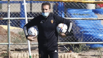 Rubén Baraja, en un entrenamiento del Real Zaragoza.