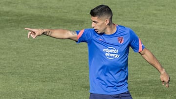 Luis Su&aacute;rez, durante un entrenamiento del Atl&eacute;tico.