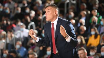 El entrenador del Barcelona, Sarunas Jasikevicius, valora la victoria de su equipo ante el Burgos, en la 11&ordf; jornada de la Liga Endesa 2021-22.