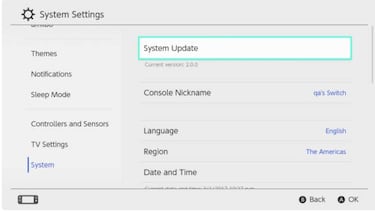 Nintendo Switch: actualización 6.0.1