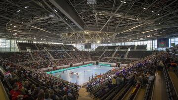 Imagen de la Caja M&aacute;gica durante el partido de la Fase Final de la Copa del Rey de Balonmano entre Ademar Le&oacute;n y Quabit Guadalajara.