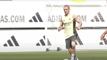 Franco Mastantuono marca su primer gol con el Madrid.