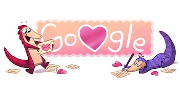 Doodle de Google para San Valentín. Imagen: Google