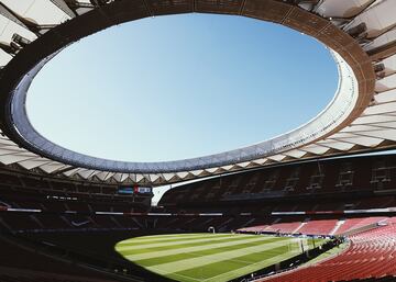 El Estadio C¨ªvitas Metropolitano preparado para acoger la jornada 25 de LaLiga EA Sports entre el Atl¨¦tico de Madrid y Las Palmas.