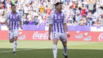 Waldo Rubio celebra un gol con el Valladolid.