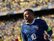 Mbappé, durante el amistoso contra Colombia.